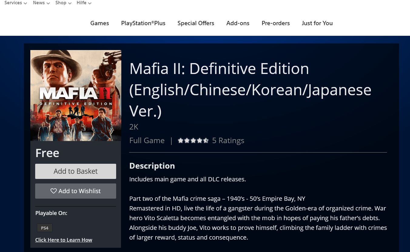 Mafia II Definitive Edition - PSN