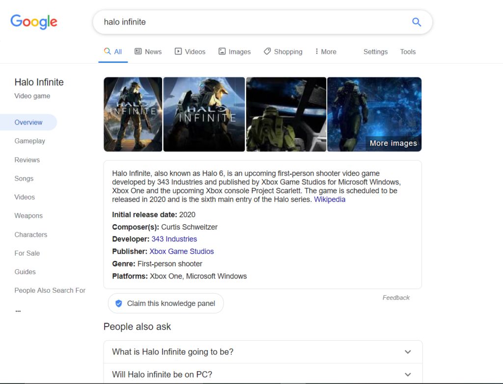 Google Suchergebnis Videospiele